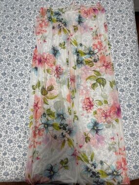 Floral Sheer Pants - Pink, Blue & Green